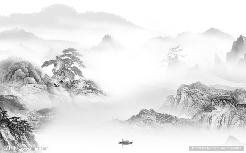 电视 极简灰色山水 tif分层