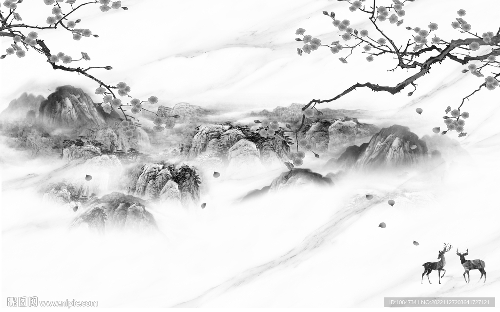 高端 极简灰色山水 tIf分层