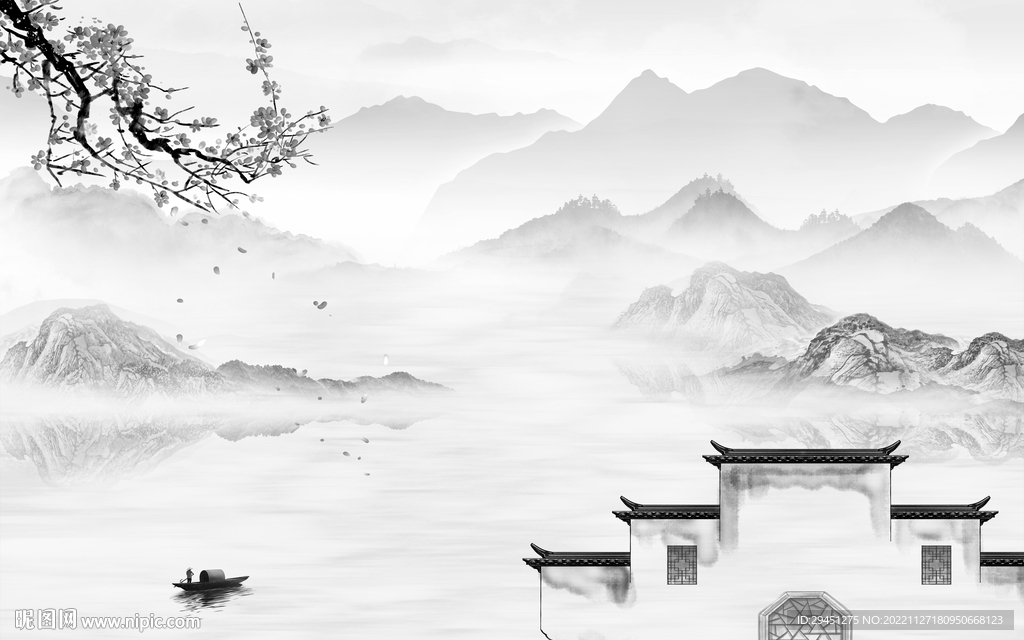 别墅 灰色新山水画 TiF分层