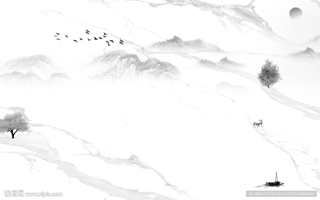 爆款 高清灰色山水 TiF分层