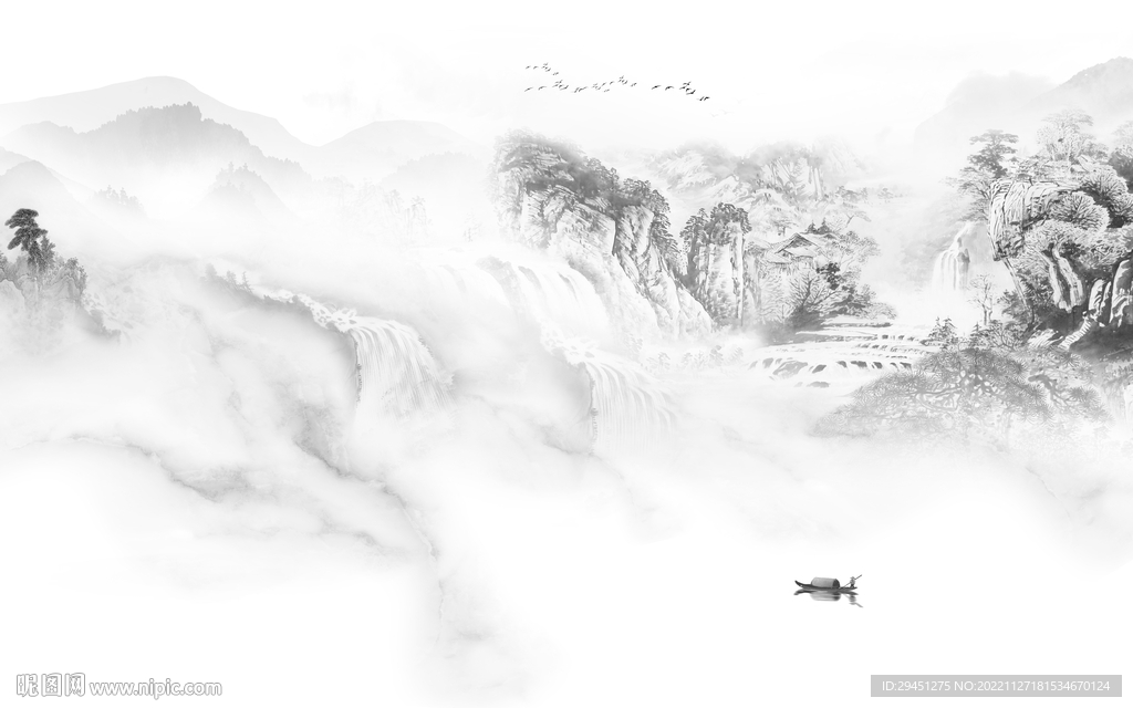 客厅 灰色新山水画 TiF分层