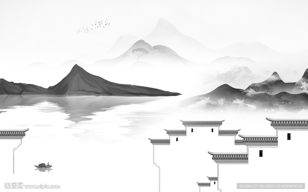 新品 灰色新山水画 TiF分层