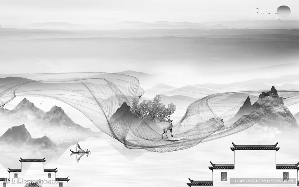 高清 最新款山水画 TiF分层