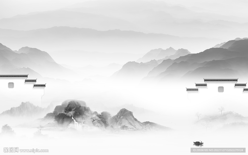 新款 高档山水墙画 Tif分层