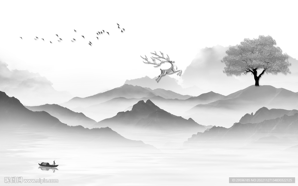 高端 意境新山水画 TiF分层