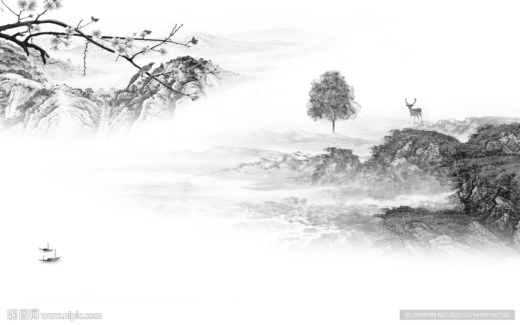 中国新款中式山水 TIF分层