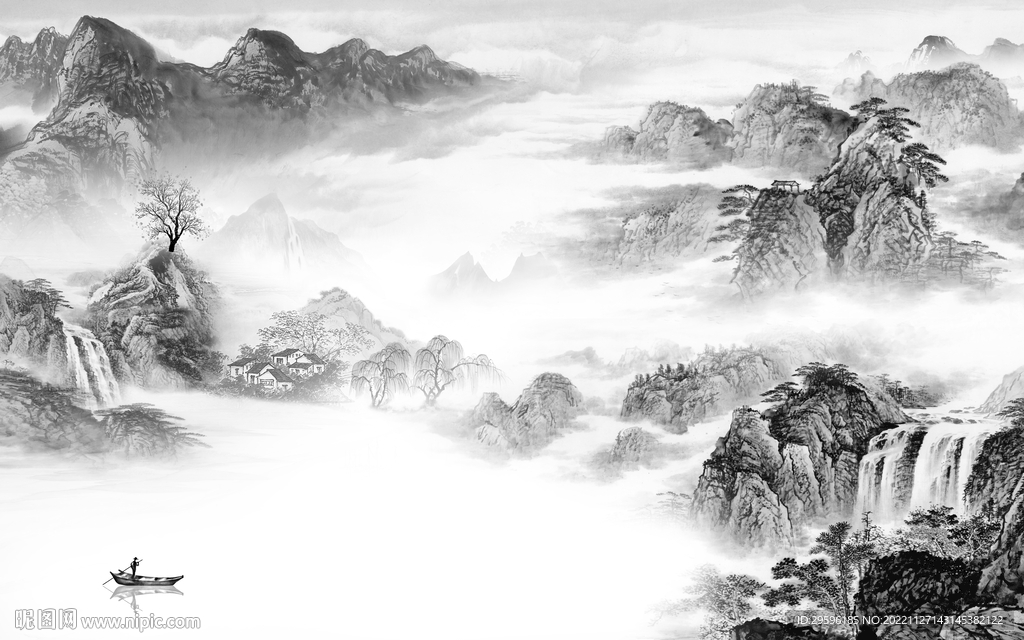 新品 新款中式山水 TIF分层