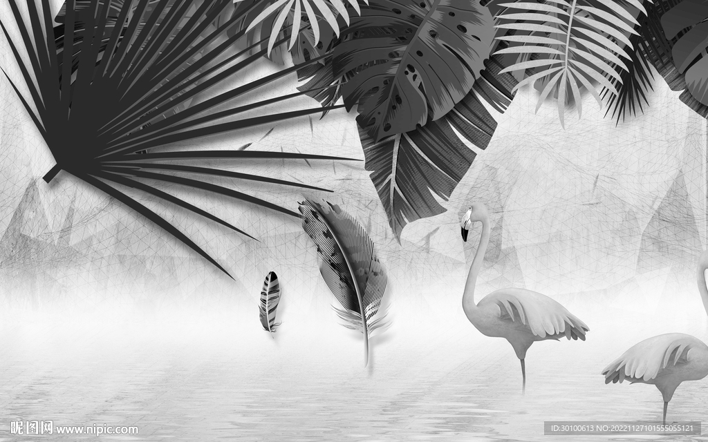 新款 灰色背景墙画 TIF分层