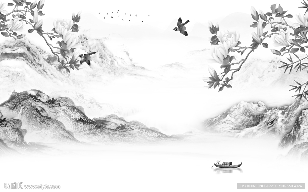 现代 高端灰色山水 tiF分层