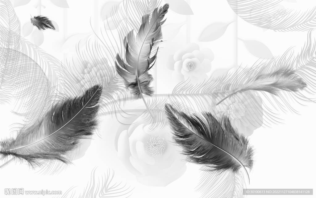 现代 灰色背景墙画 TIF分层