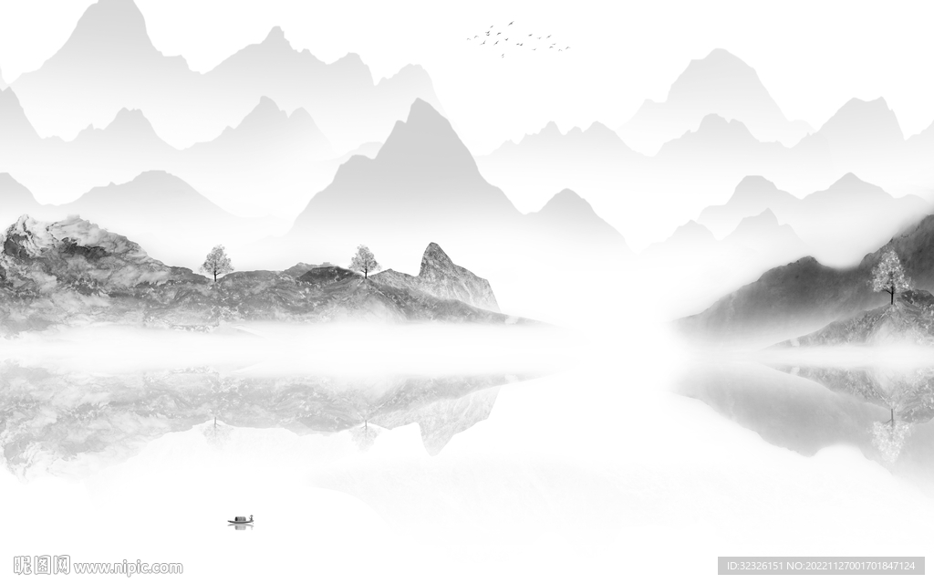 风景 客厅爆款山水 tif分层