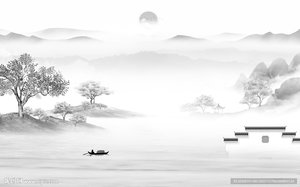 简约 客厅爆款山水 tif分层