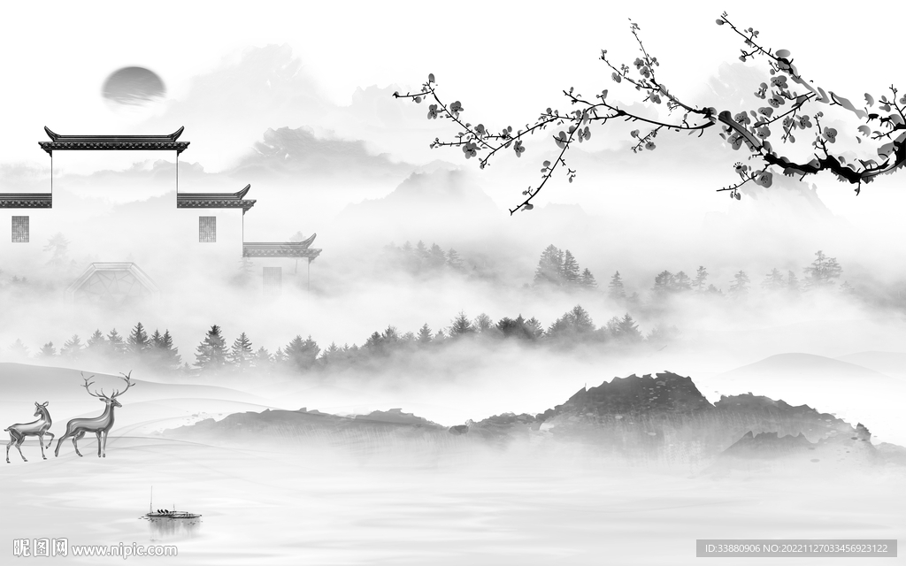 新款 客厅灰色山水 tiF分层