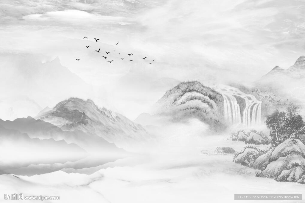 简约山水背景墙