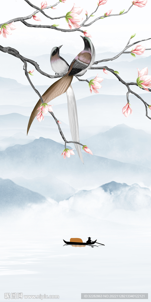 爆款 山水风景玄关 TIf分层