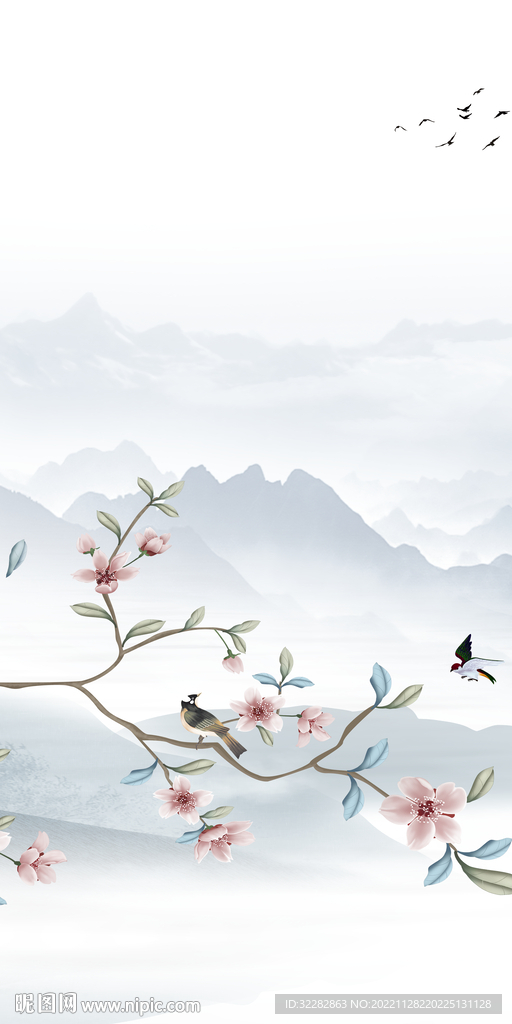 高档 极简山水玄关 TIf分层