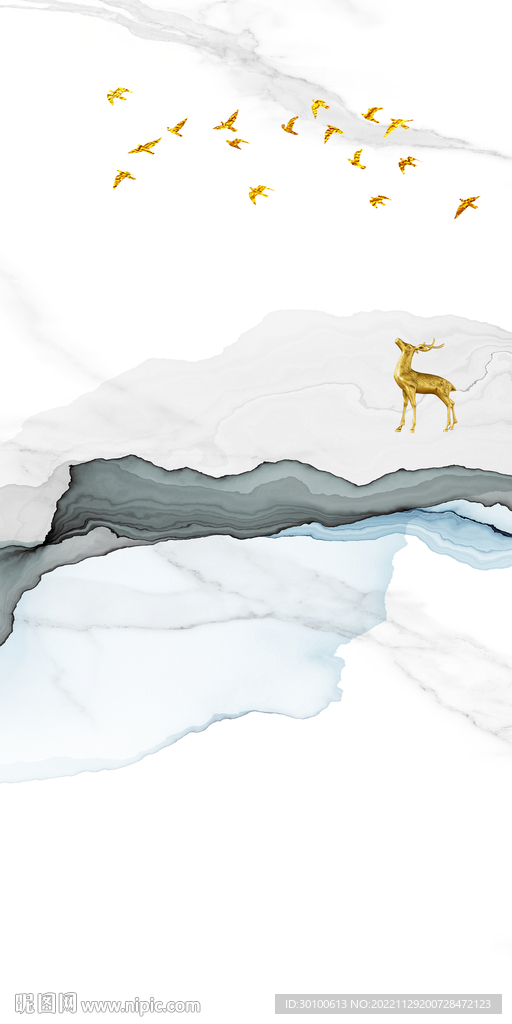 极简 新山水画玄关 TiF分层