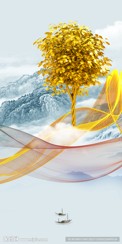 人气 意境山水玄关 TiF分层