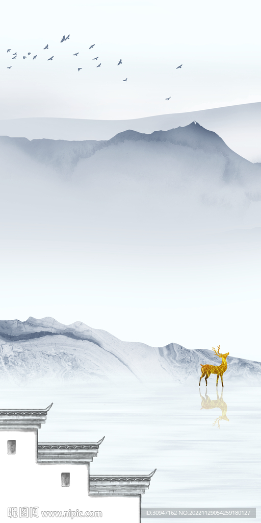 高清 中式玄关挂画 TiF分层