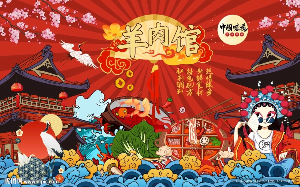 羊肉火锅背景墙图片