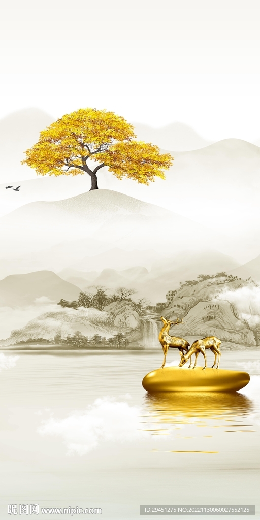 简约 中式现代玄关 Tif分层