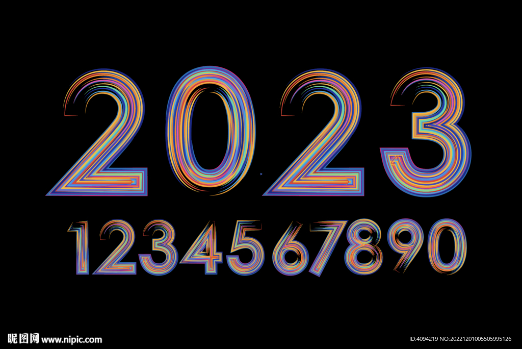 彩色数字2023