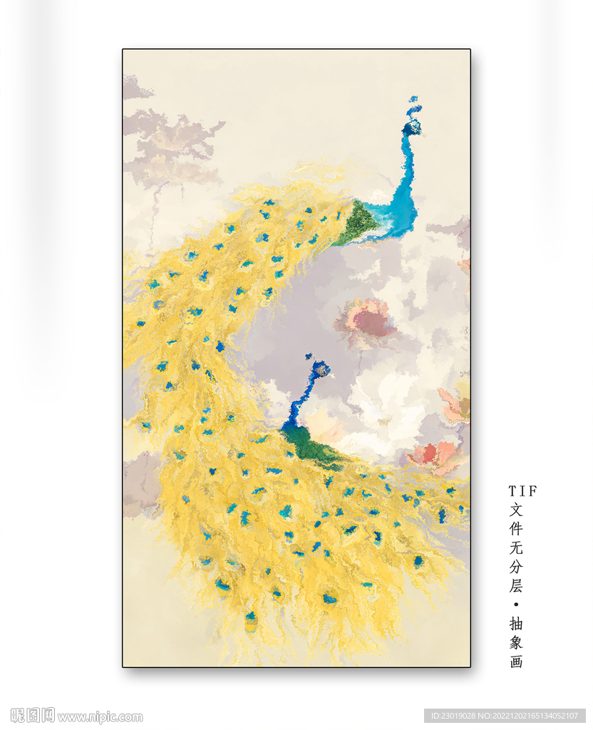 孔雀抽象装饰画