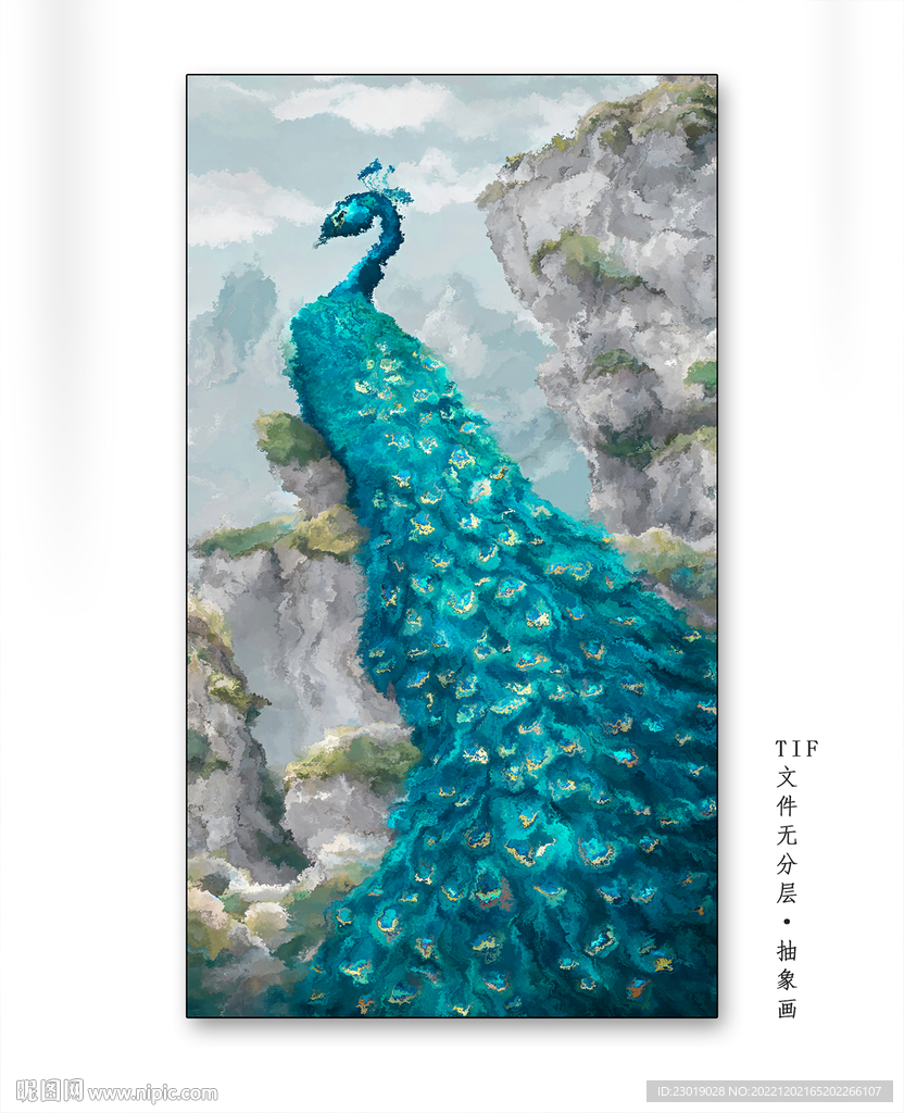 新中式抽象孔雀装饰画