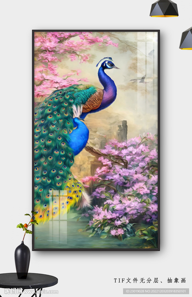 玄关孔雀装饰画