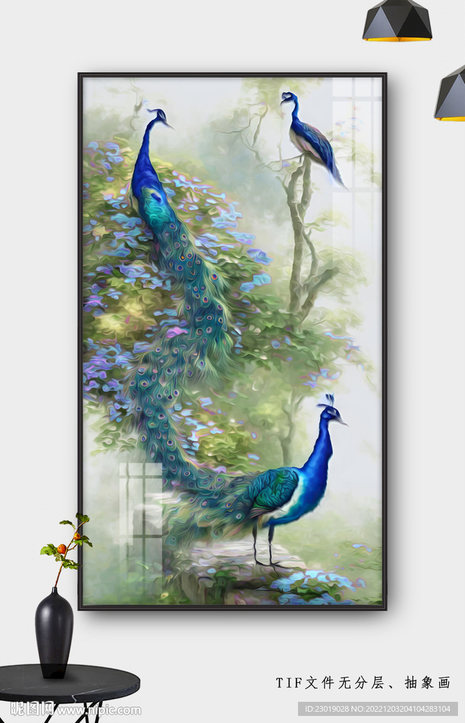 孔雀玄关装饰画