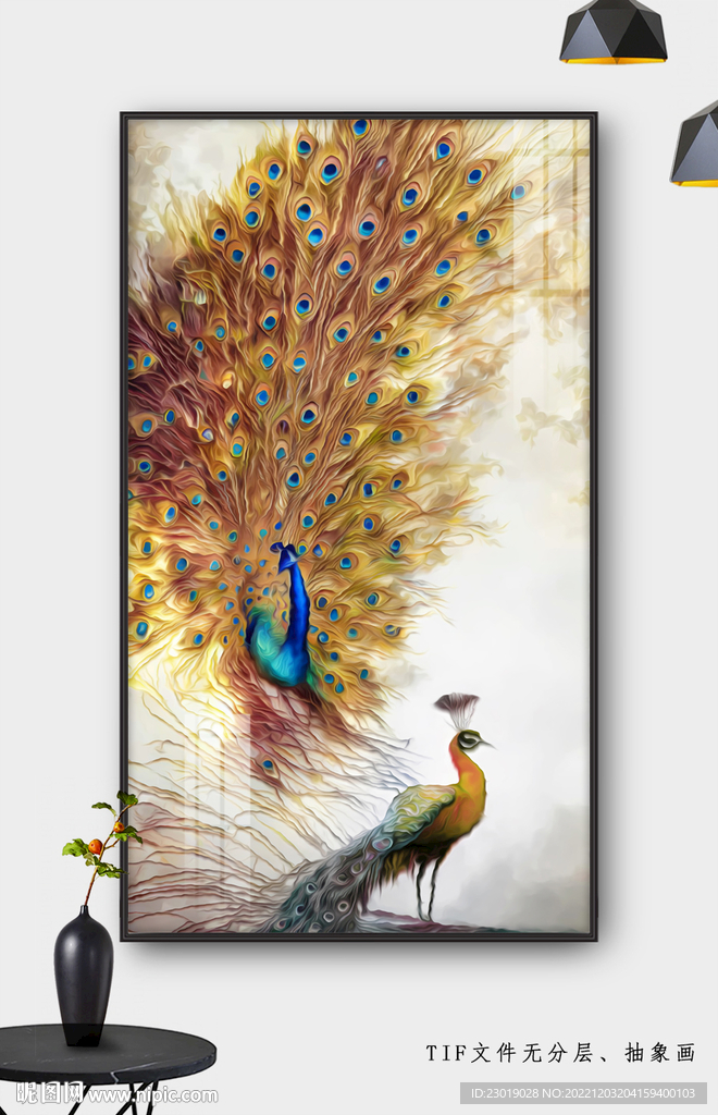 孔雀玄关装饰画