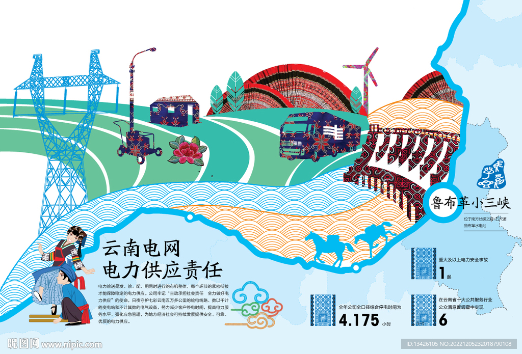 云南电网电力供应社会责任插画