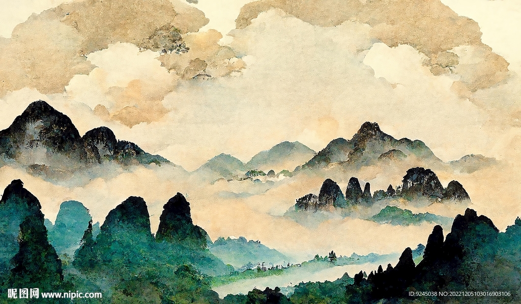 新中式山水艺术风景装饰画