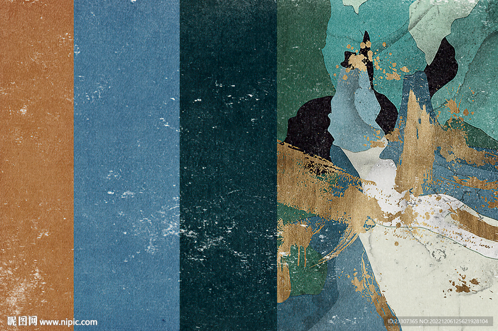 抽象色块地毯图案