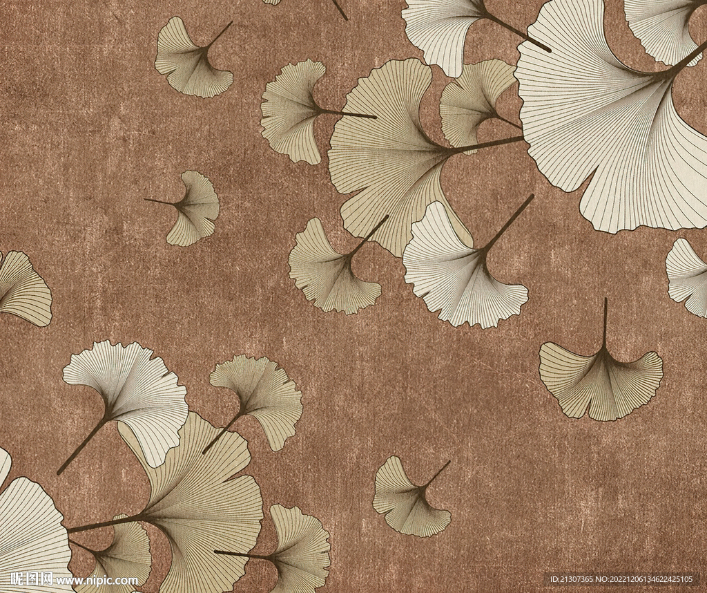 新中式银杏叶地毯图案