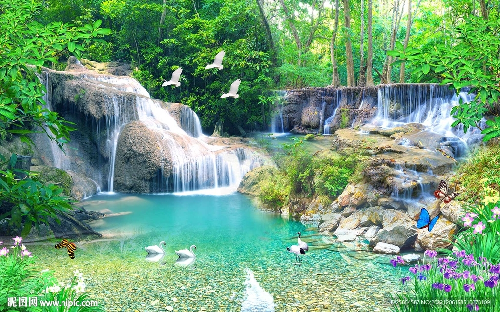 流水生财背景墙