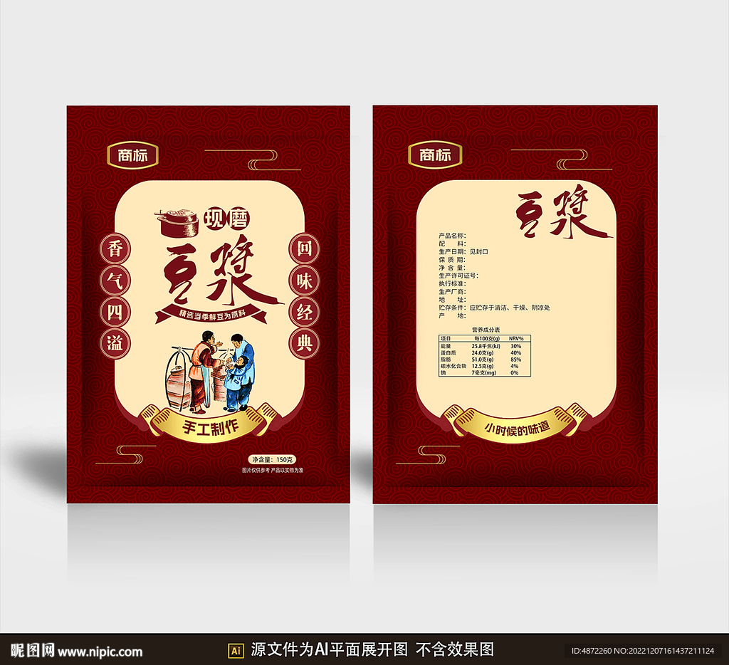 豆浆包装平面展开图