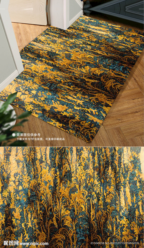 欧式复古轻奢花纹地垫地毯