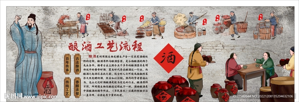 酿酒背景墙 