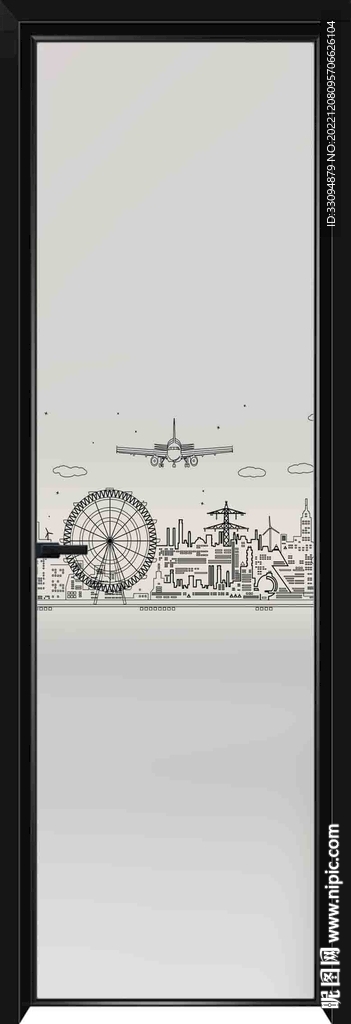 高清分层透明底平开门打印图 