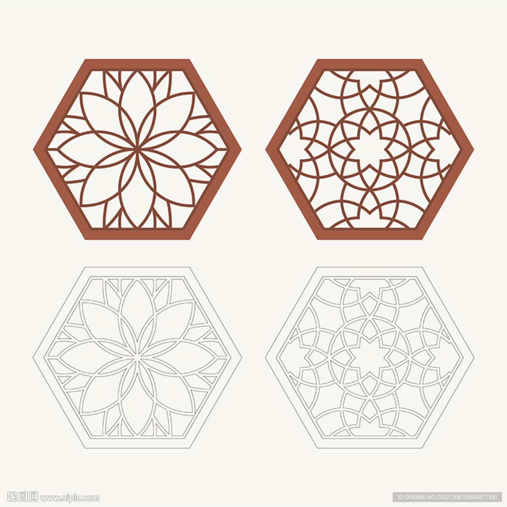 六边形窗花格 花窗 中式图案