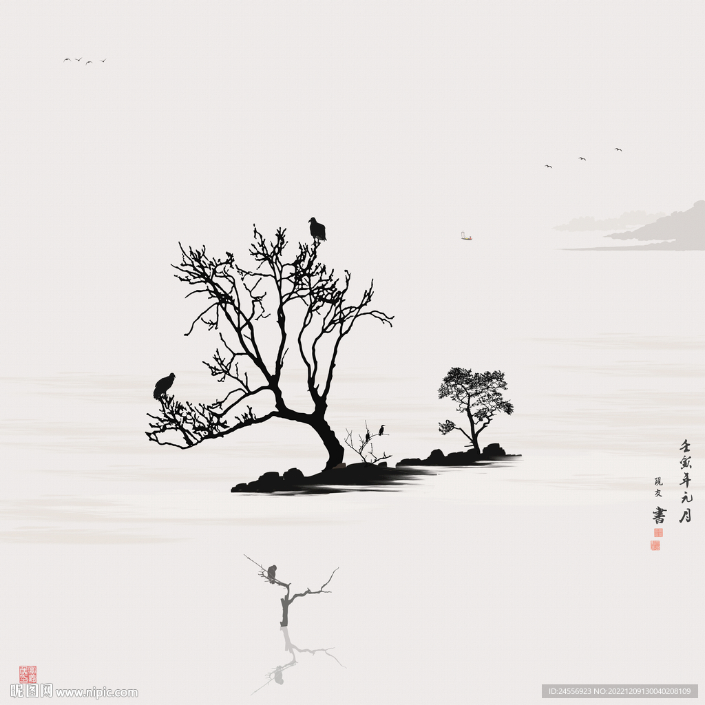 意境水墨山水画