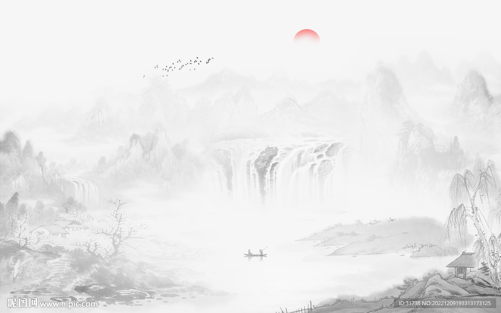 意境水墨山水画