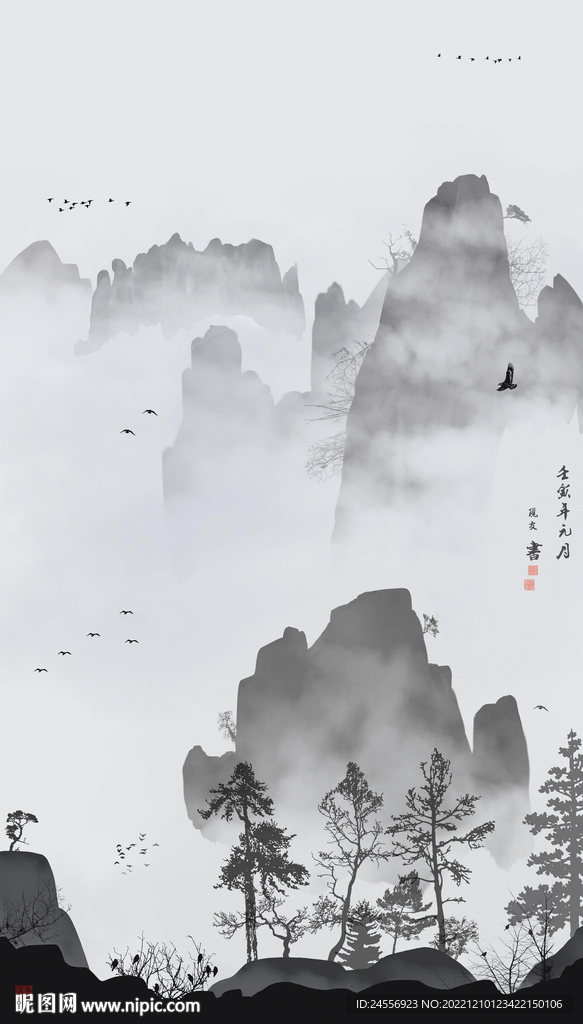 意境水墨山水画