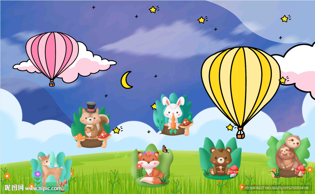 卡通儿童房背景墙