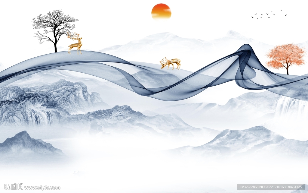 高档 新上架山水画 tIF分层