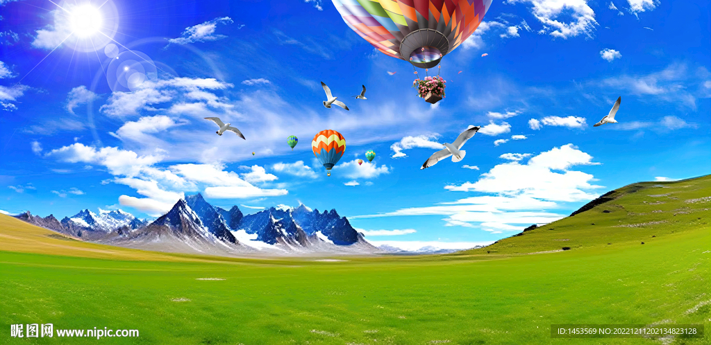 蓝天白云田园风光