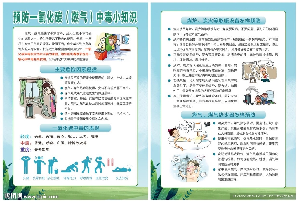 预防一氧化碳燃气中毒传单展板