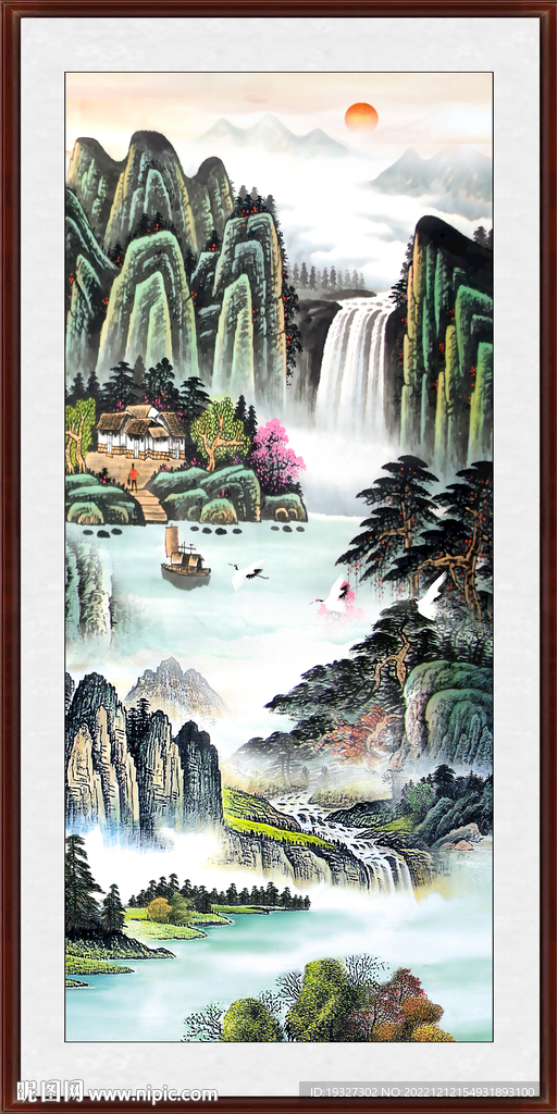 旭日东升山水画 国画中国画