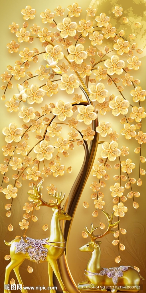 麋鹿发财树玄关